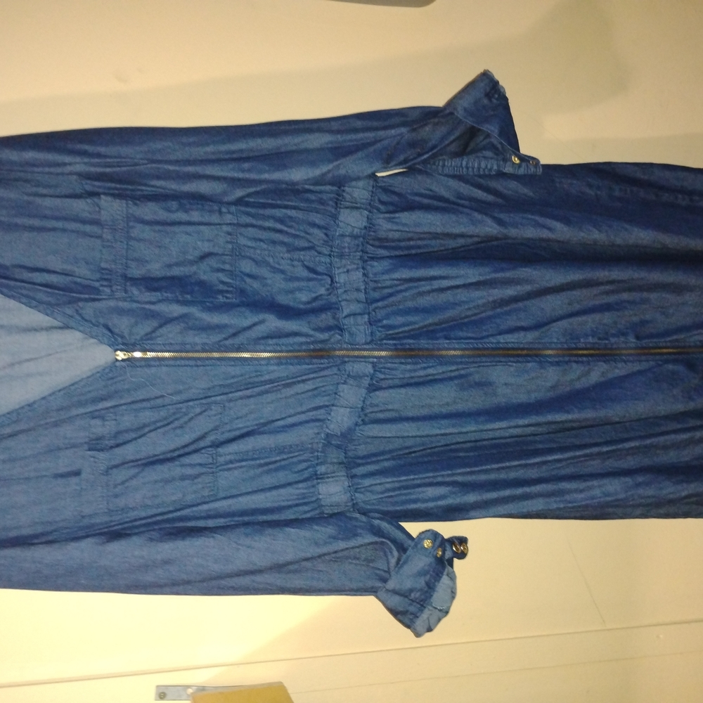 Blue Denim Zip-Up Dress
